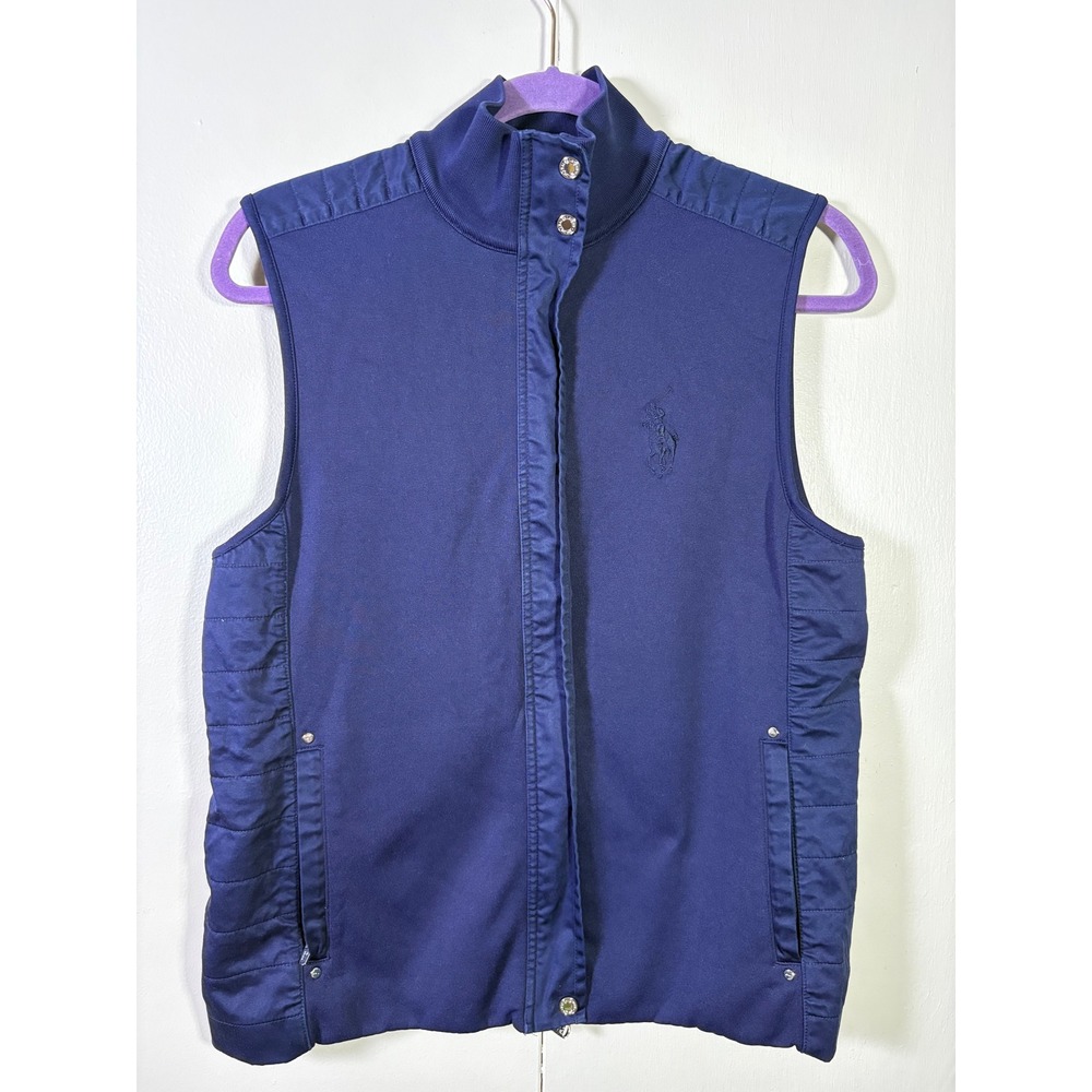 Ralph Lauren Golf Navy Blue Full Zip Vest Large Pony Logo Preppy Country Club